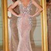 Portia And Scarlett - PS21413 Rhinestone Beaded Trumpet Illusion Gown