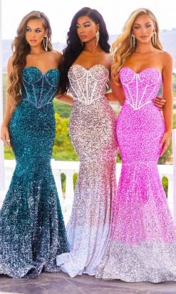 Portia And Scarlett - Ps22346 Strapless Ombre Sequin Gown