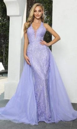 Portia And Scarlett - Ps22926 Halter V Neck Beaded Prom Gown
