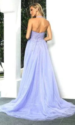 Portia And Scarlett - Ps22926 Halter V Neck Beaded Prom Gown