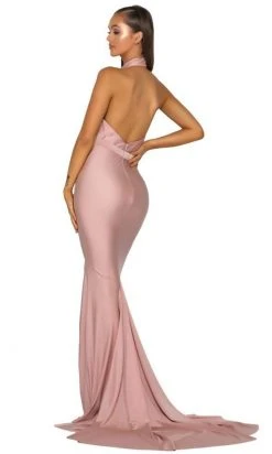 Portia And Scarlett - PS5007 High Halter Trumpet Dress With Slit