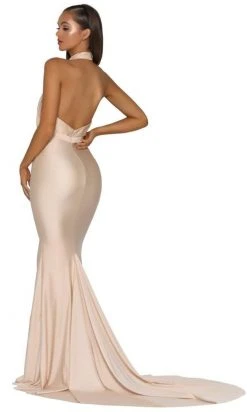 Portia And Scarlett - PS5007 High Halter Trumpet Dress With Slit