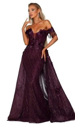 Portia And Scarlett - PS6001S Glitter Overskirt Mermaid Evening Gown