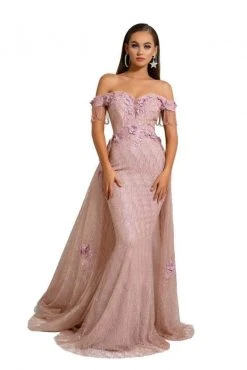 Portia And Scarlett - PS6001S Glitter Overskirt Mermaid Evening Gown
