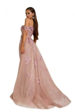 Portia And Scarlett - PS6001S Glitter Overskirt Mermaid Evening Gown