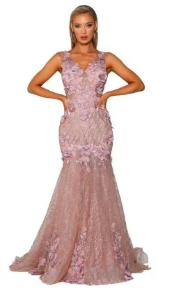 Portia And Scarlett - PS6002 Floral Embroidered Trumpet Gown