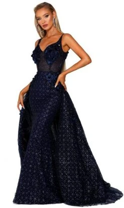 Portia And Scarlett - PS6008S Glitter Mermaid Gown With Overskirt