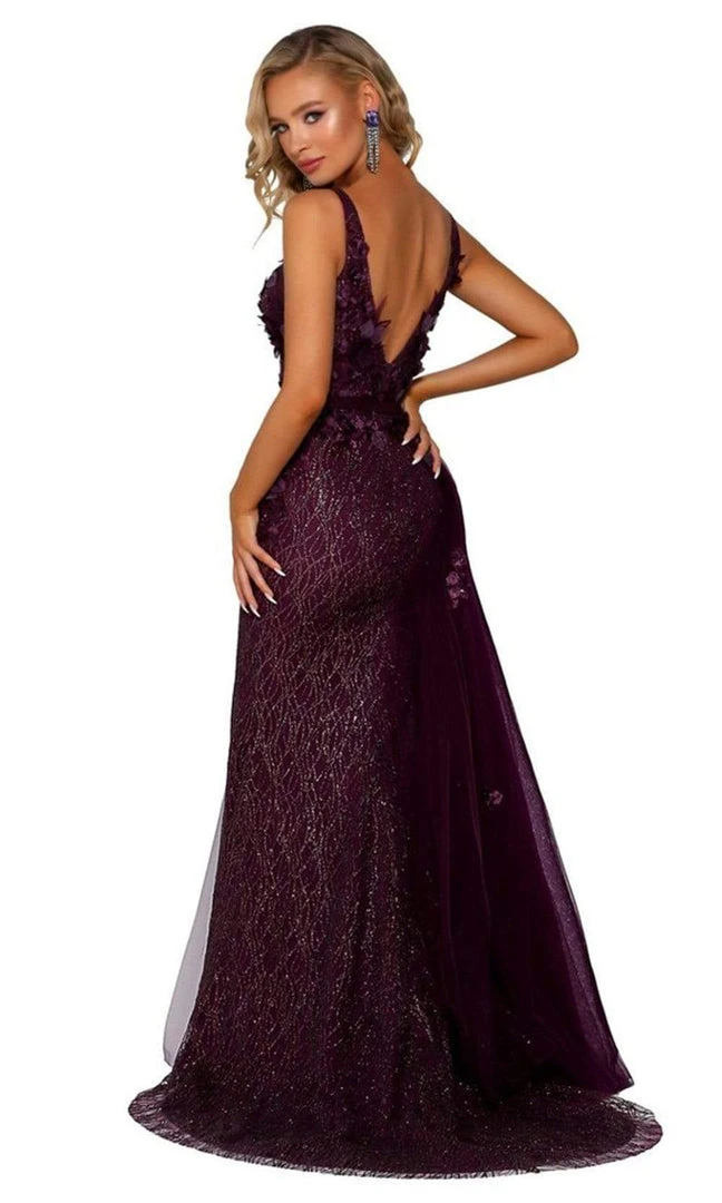 Portia And Scarlett - PS6014 Glitter Gown With Tulle Overskirt 7 Portia And Scarlett - PS6014 Glitter Gown With Tulle Overskirt