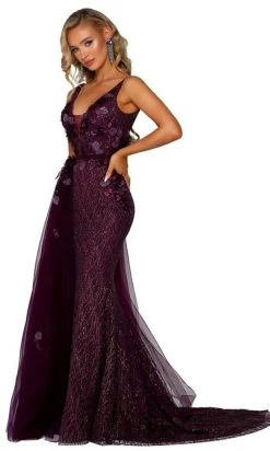 Portia And Scarlett - PS6014 Glitter Gown With Tulle Overskirt 16 Portia And Scarlett - PS6014 Glitter Gown With Tulle Overskirt