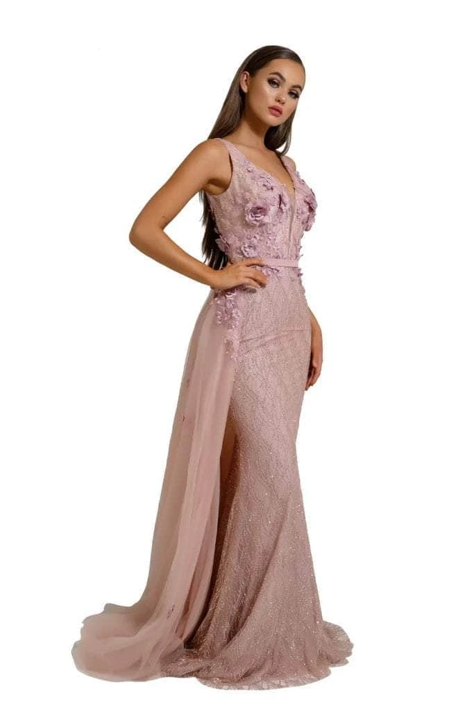 Portia And Scarlett - PS6014 Glitter Gown With Tulle Overskirt 11 Portia And Scarlett - PS6014 Glitter Gown With Tulle Overskirt