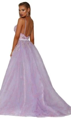 Portia And Scarlett - PS6016S Embroidered V-Neck Dress With Overskirt