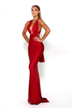 Portia And Scarlett PS6110 - Plunging Neck Sheath Formal Dress 16 Portia And Scarlett PS6110 - Plunging Neck Sheath Formal Dress
