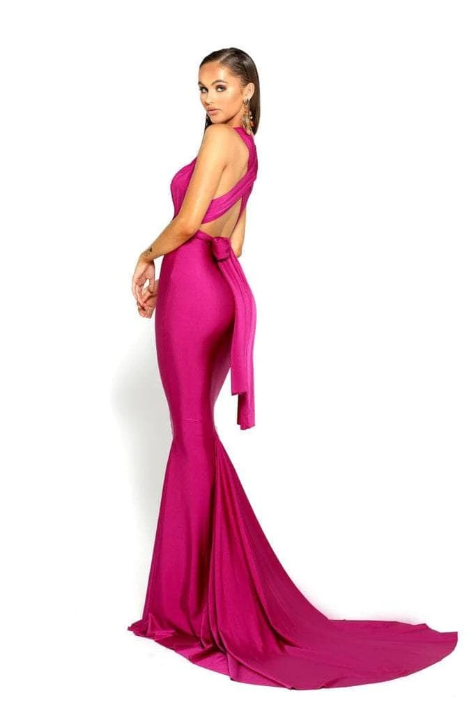 Portia And Scarlett PS6110 - Plunging Neck Sheath Formal Dress 4 Portia And Scarlett PS6110 - Plunging Neck Sheath Formal Dress