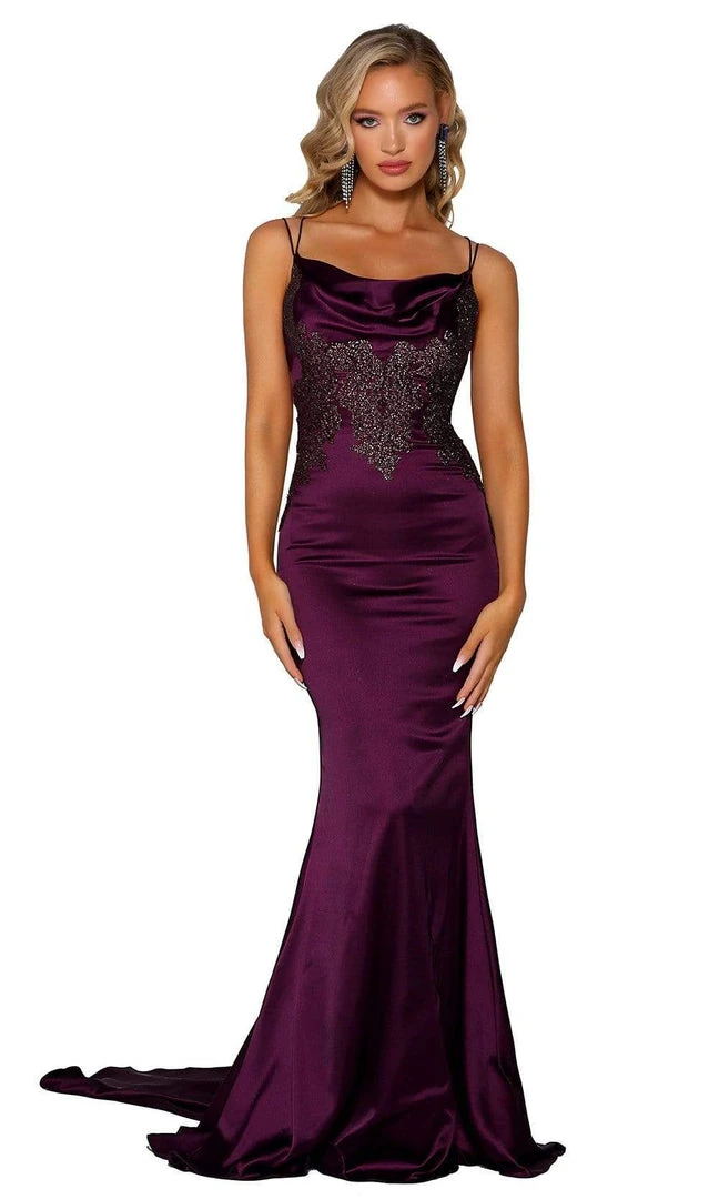 Portia And Scarlett - PS6300 Cowl Neckline Mermaid Evening Gown 3 Portia And Scarlett - PS6300 Cowl Neckline Mermaid Evening Gown