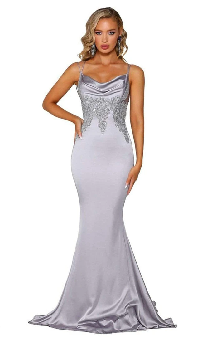 Portia And Scarlett - PS6300 Cowl Neckline Mermaid Evening Gown 9 Portia And Scarlett - PS6300 Cowl Neckline Mermaid Evening Gown