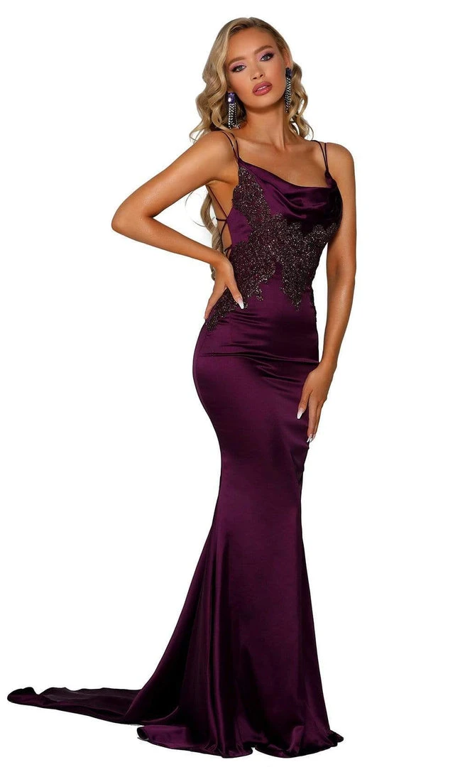 Portia And Scarlett - PS6300 Cowl Neckline Mermaid Evening Gown 5 Portia And Scarlett - PS6300 Cowl Neckline Mermaid Evening Gown