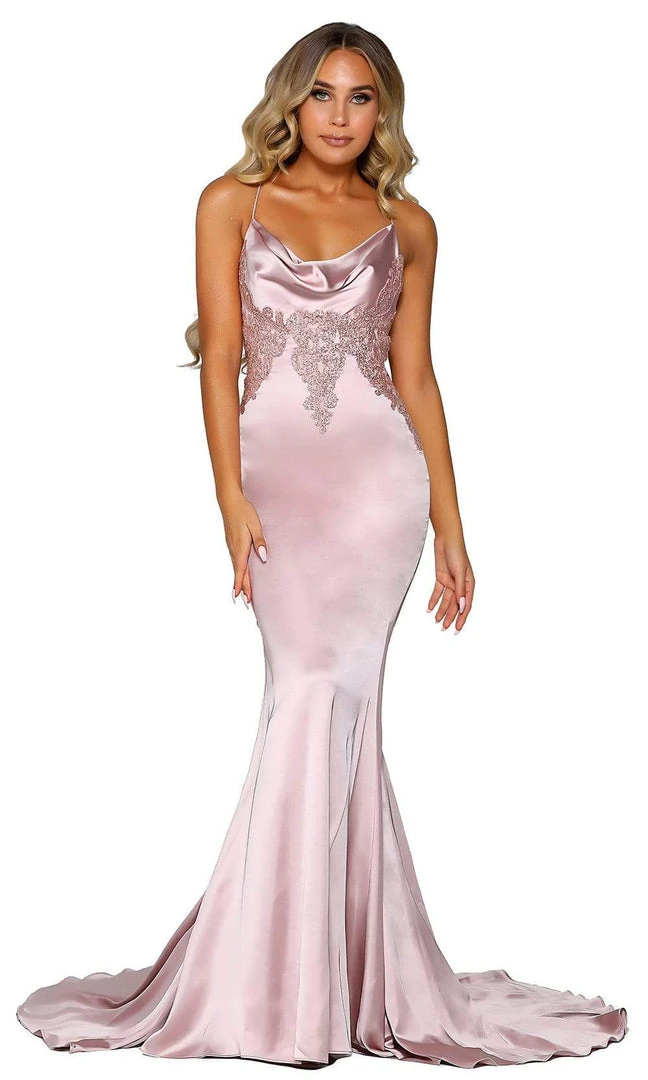 Portia And Scarlett - PS6300 Cowl Neckline Mermaid Evening Gown 8 Portia And Scarlett - PS6300 Cowl Neckline Mermaid Evening Gown