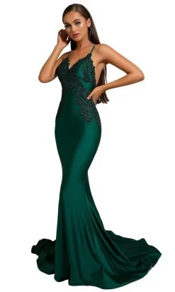 Portia And Scarlett - PS6303 Lace Appliqued Sleeveless Evening Gown