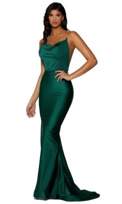 Portia And Scarlett - PS6319 Scoop Metallic Strap Prom Gown