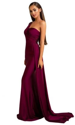Portia And Scarlett - PS6321 One Shoulder Fitted Evening Gown 38 Portia And Scarlett - PS6321 One Shoulder Fitted Evening Gown