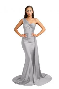 Portia And Scarlett - PS6321 One Shoulder Ruched Long Dress 23 Portia And Scarlett - PS6321 One Shoulder Ruched Long Dress