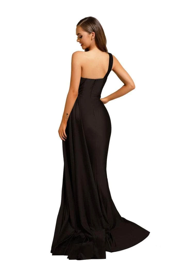 Portia And Scarlett - PS6321 One Shoulder Ruched Long Dress 7 Portia And Scarlett - PS6321 One Shoulder Ruched Long Dress
