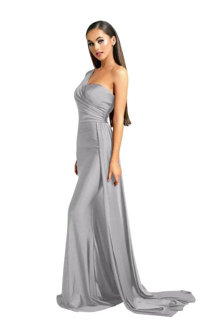 Portia And Scarlett - PS6321 One Shoulder Ruched Long Dress 13 Portia And Scarlett - PS6321 One Shoulder Ruched Long Dress