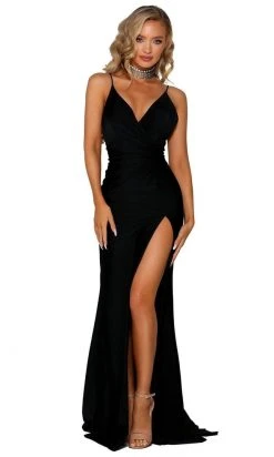 Portia And Scarlett - PS6322 Sleeveless V Neck High Slit Evening Dress