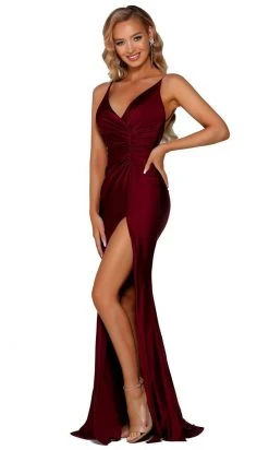 Portia And Scarlett - PS6322 Sleeveless V Neck High Slit Evening Dress