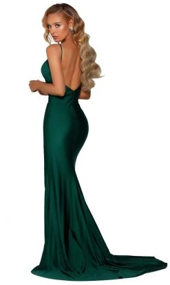 Portia And Scarlett - PS6322 Sleeveless V Neck High Slit Evening Dress