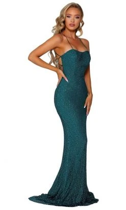 Portia And Scarlett - PS6328 Strappy Open Back Beaded Net Fitted Gown