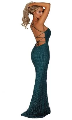 Portia And Scarlett - PS6328 Strappy Open Back Beaded Net Fitted Gown