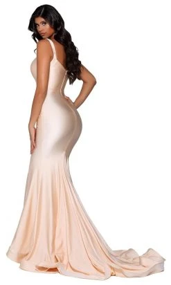 Portia And Scarlett - PS6339 Sleeveless V Neck High Slit Mermaid Gown