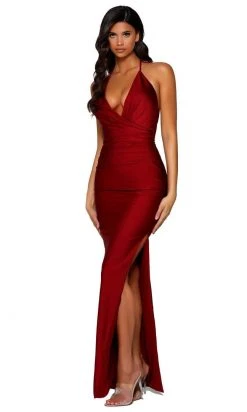 Portia And Scarlett - PS6395 Plunging Neck String Back Evening Dress