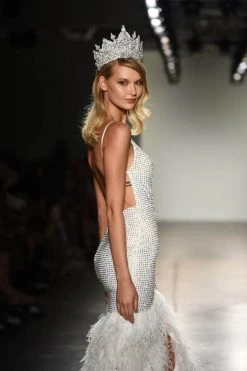 Portia And Scarlett - PS6826 V Neck Feathered Dress