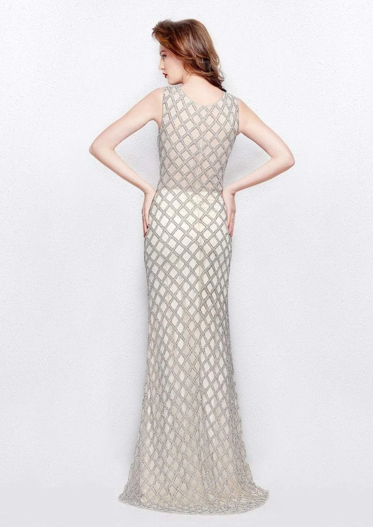 Primavera Couture - 1992 Sleeveless Illusion Jewel Sheath Dress 4 Primavera Couture - 1992 Sleeveless Illusion Jewel Sheath Dress