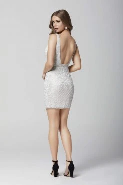 Primavera Couture - 3312 V Neck Low Square Back Beaded Cocktail Dress 19 Primavera Couture - 3312 V Neck Low Square Back Beaded Cocktail Dress