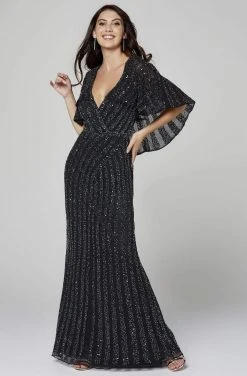 Primavera Couture - 3366 Embellished Plunging V-neck Sheath Dress