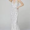 Primavera Couture - 3384 V-Neckline Embellished Sheath Dress 1 Primavera Couture - 3384 V-Neckline Embellished Sheath Dress