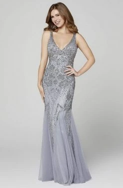 Primavera Couture - 3423 Sequined V-Neck Trumpet Dress 14 Primavera Couture - 3423 Sequined V-Neck Trumpet Dress