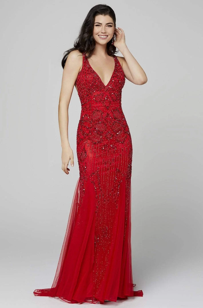 Primavera Couture - 3423 Sequined V-Neck Trumpet Dress 9 Primavera Couture - 3423 Sequined V-Neck Trumpet Dress