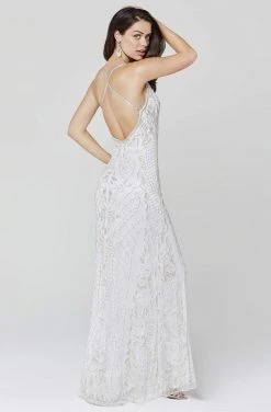 Primavera Couture - 3428 Beaded V-Neck Sheath Dress