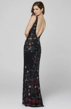 Primavera Couture - 3464 V-Neckline Sequin And Beads Sheath Dress