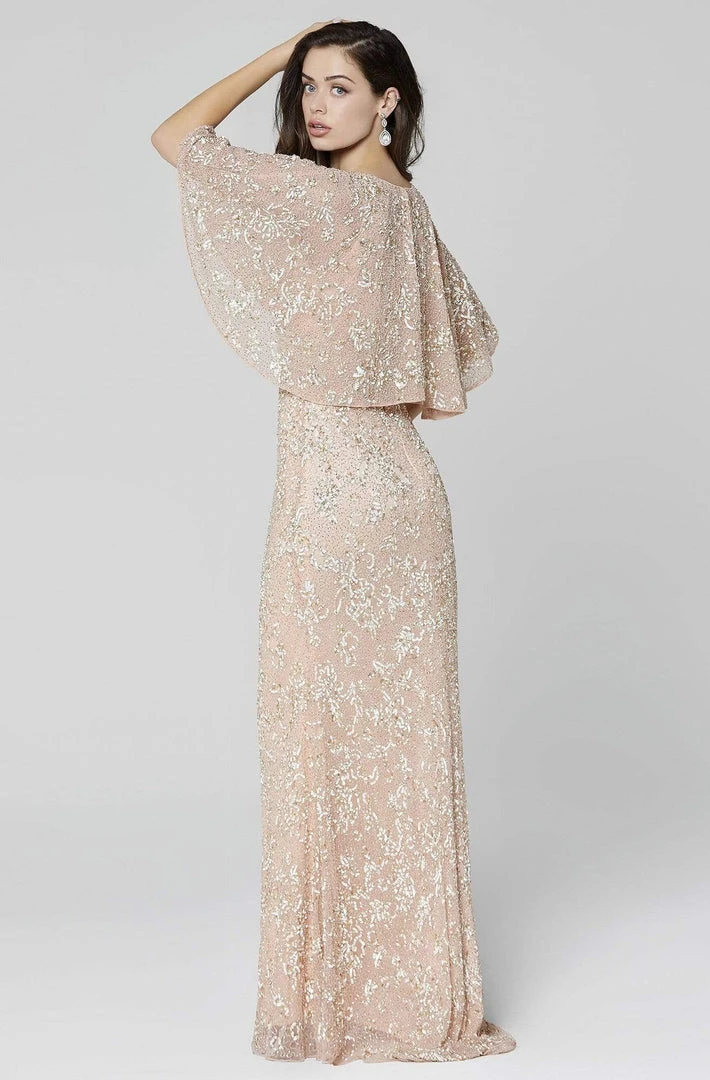 Primavera Couture - 3484 Embellished Bell Sleeve V-neck Sheath Dress 7 Primavera Couture - 3484 Embellished Bell Sleeve V-neck Sheath Dress