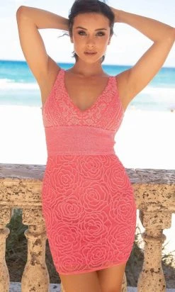 Primavera Couture - 3509 Floral Beaded Sheath Dress