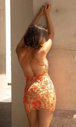 Primavera Couture - 3519 Floral Sequined Sheath Dress