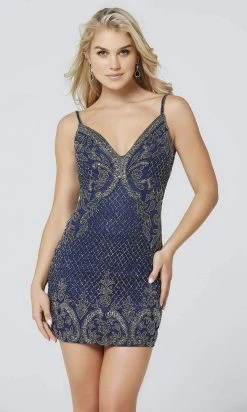 Primavera Couture - 3541 V-Neck Fitted Sheath Dress