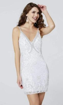 Primavera Couture - 3541 V-Neck Fitted Sheath Dress