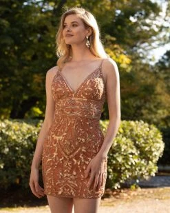 Primavera Couture - 3542 Beaded Plunging V Neck Sheath Dress 31 Primavera Couture - 3542 Beaded Plunging V Neck Sheath Dress