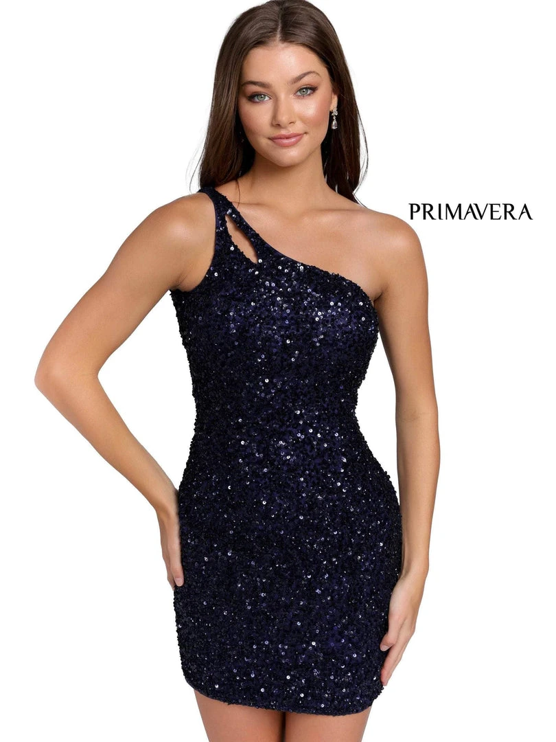 Primavera Couture - 3573 One Shoulder Sequined Fitted Cocktail Dress 17 Primavera Couture - 3573 One Shoulder Sequined Fitted Cocktail Dress
